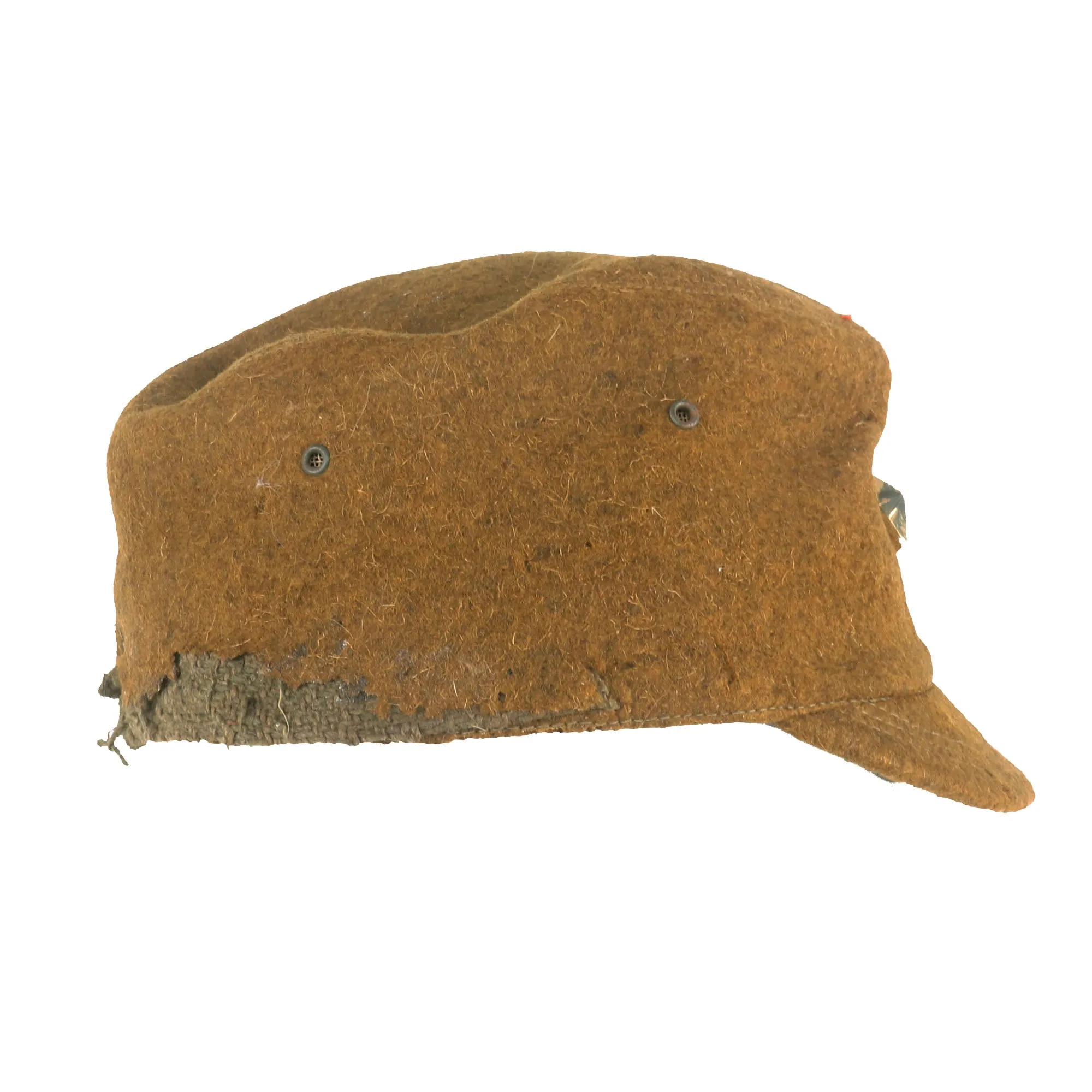 Original Japanese WWII Officer Wool Forage Cap with Kanji Ink Stamps & Translation Paper