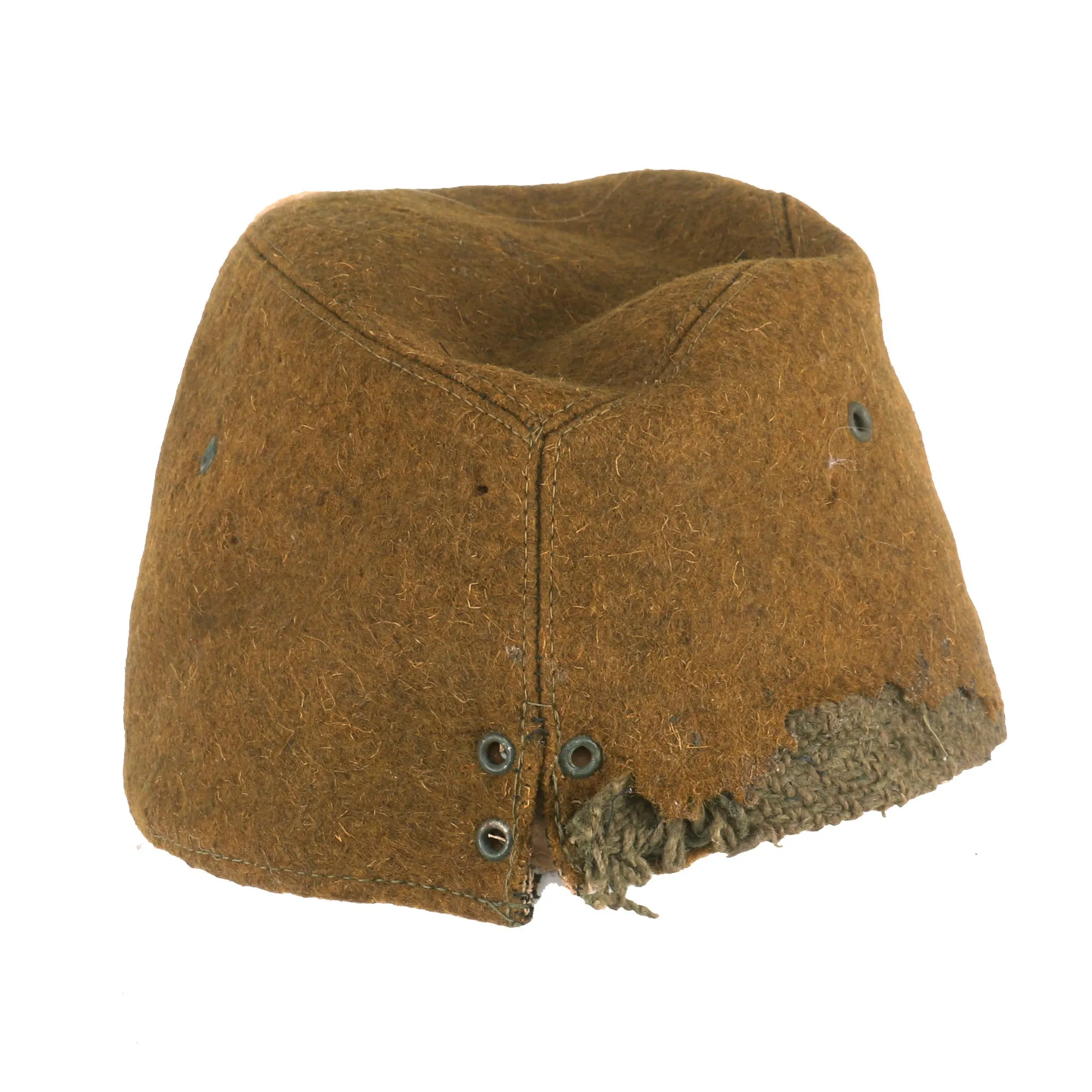 Original Japanese WWII Officer Wool Forage Cap with Kanji Ink Stamps & Translation Paper
