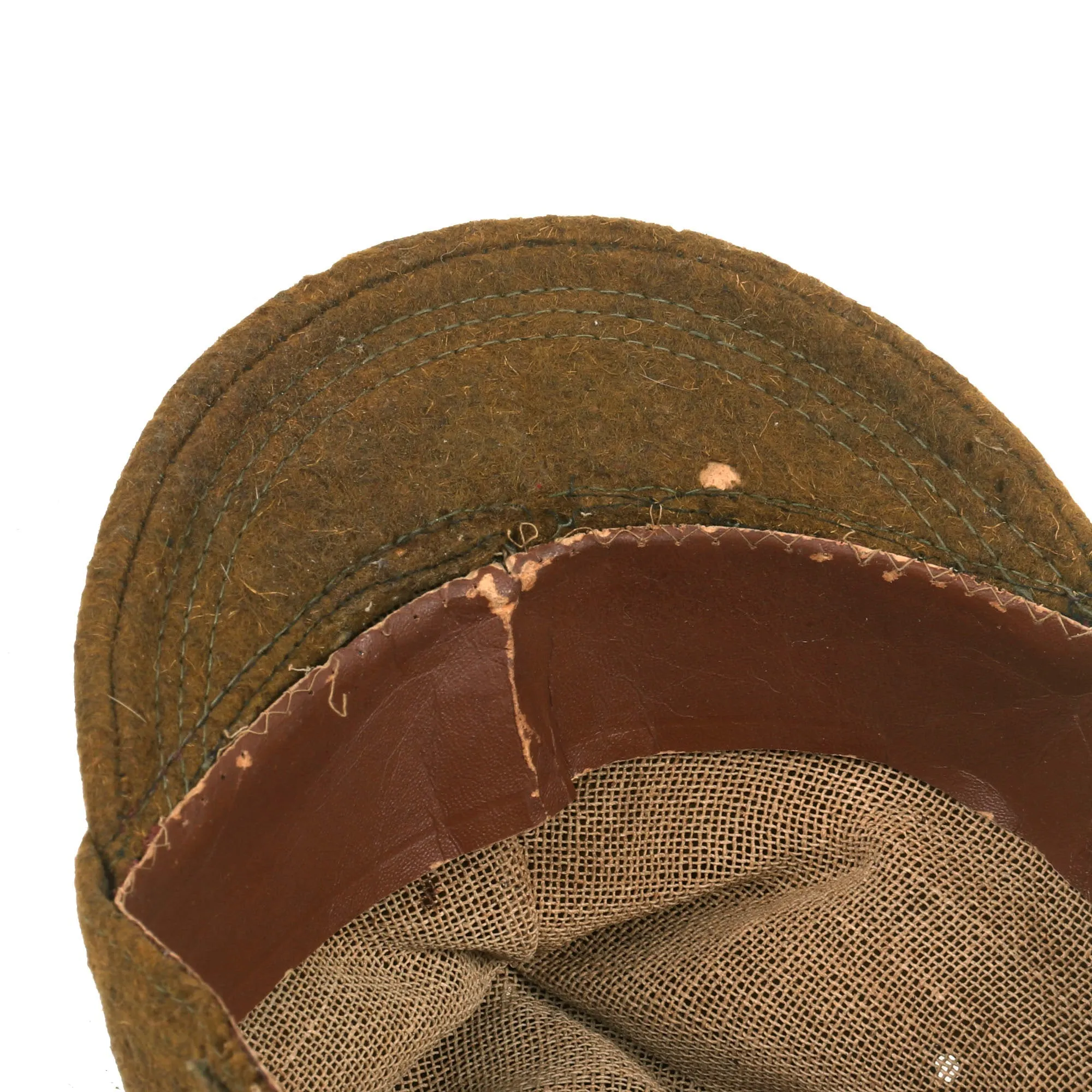 Original Japanese WWII Officer Wool Forage Cap with Kanji Ink Stamps & Translation Paper