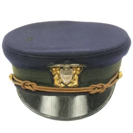 Original U.S. WWI Navy Junior Officer Blue Peaked Visor Cap by Fred M. Batchelder Co. - Size 7 1/8
