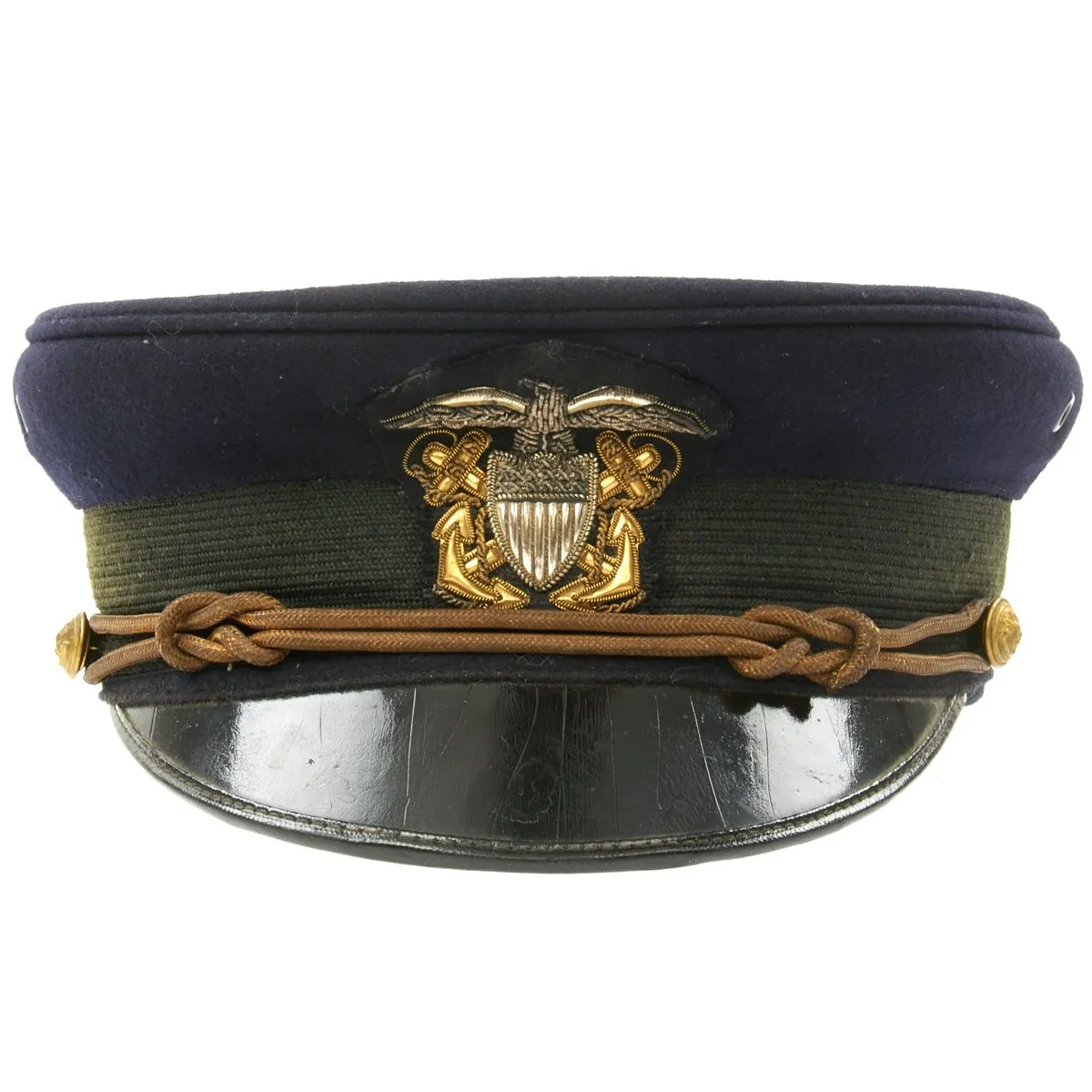 Original U.S. WWI Navy Junior Officer Blue Peaked Visor Cap by Fred M. Batchelder Co. - Size 7 1/8