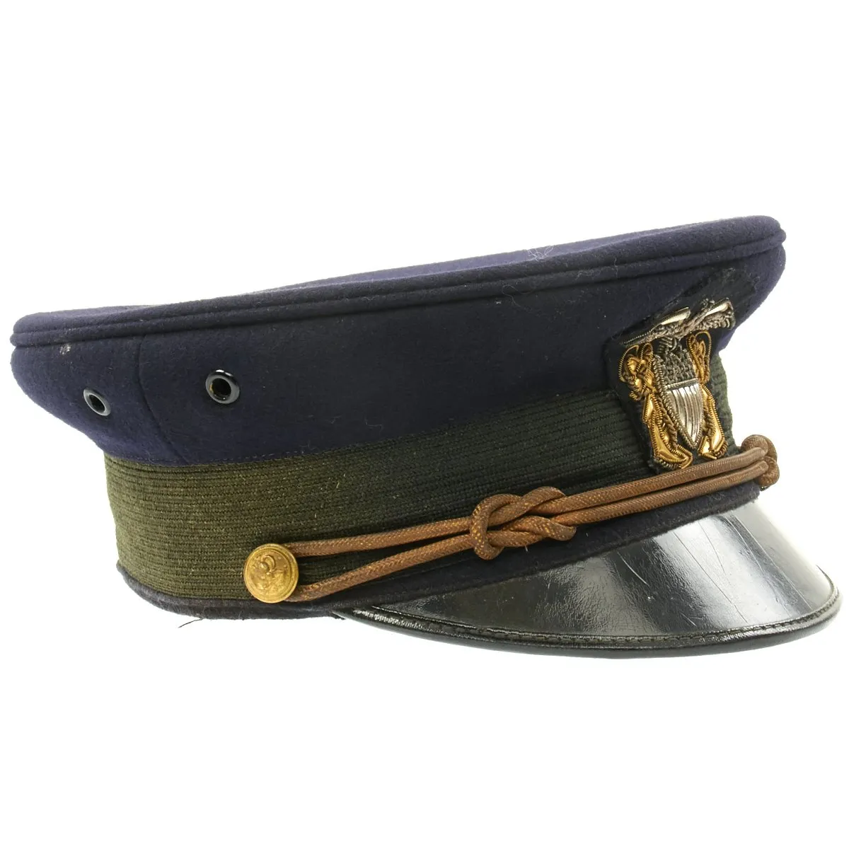 Original U.S. WWI Navy Junior Officer Blue Peaked Visor Cap by Fred M. Batchelder Co. - Size 7 1/8