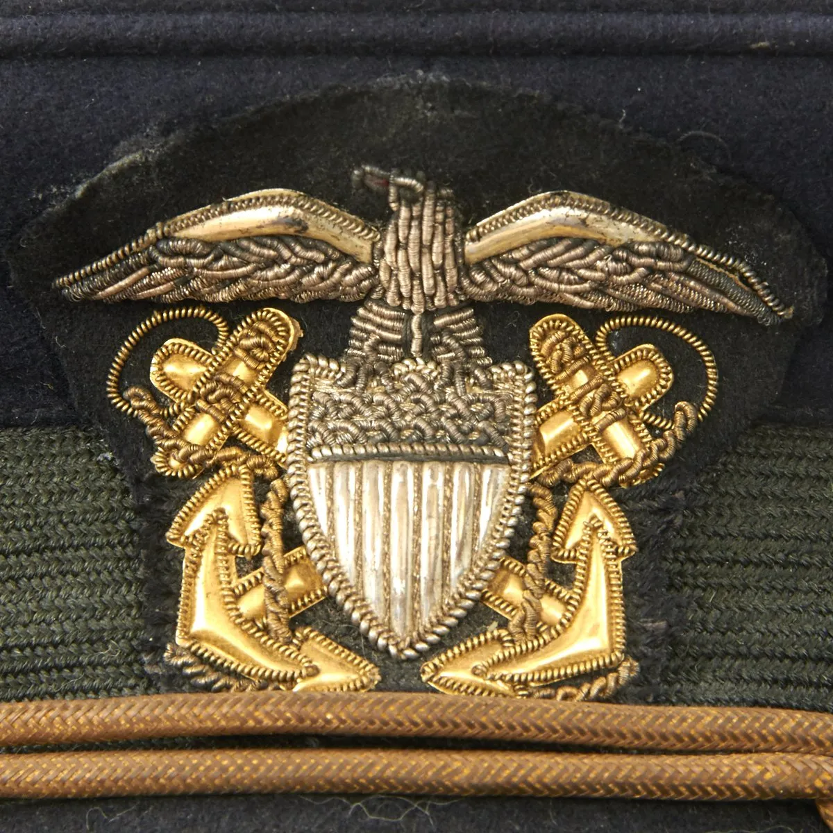 Original U.S. WWI Navy Junior Officer Blue Peaked Visor Cap by Fred M. Batchelder Co. - Size 7 1/8
