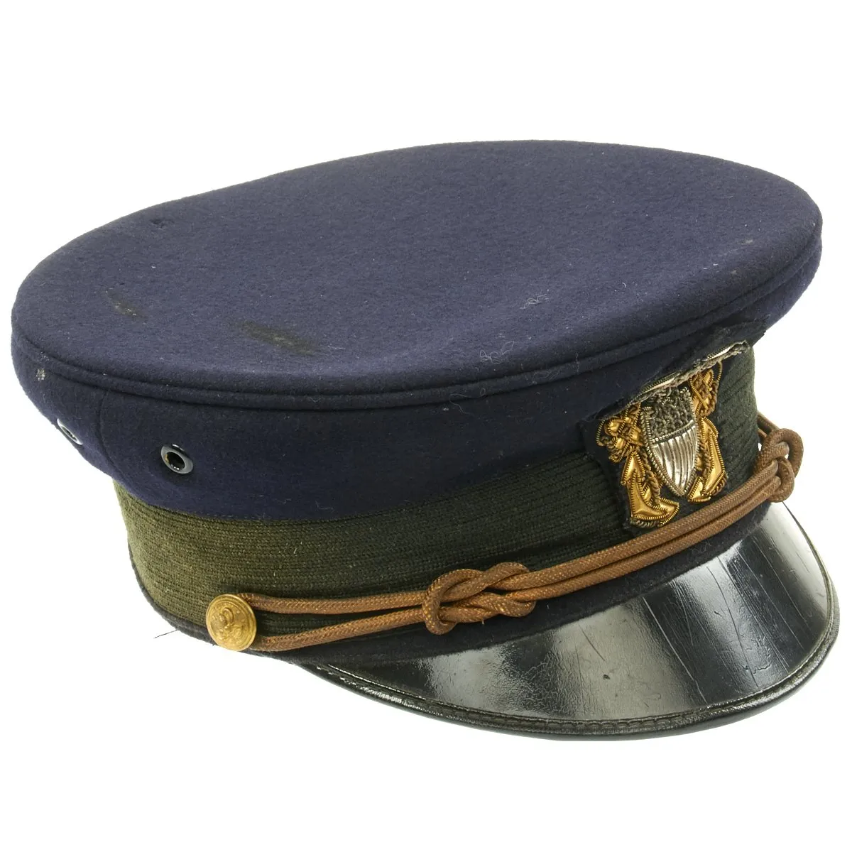 Original U.S. WWI Navy Junior Officer Blue Peaked Visor Cap by Fred M. Batchelder Co. - Size 7 1/8