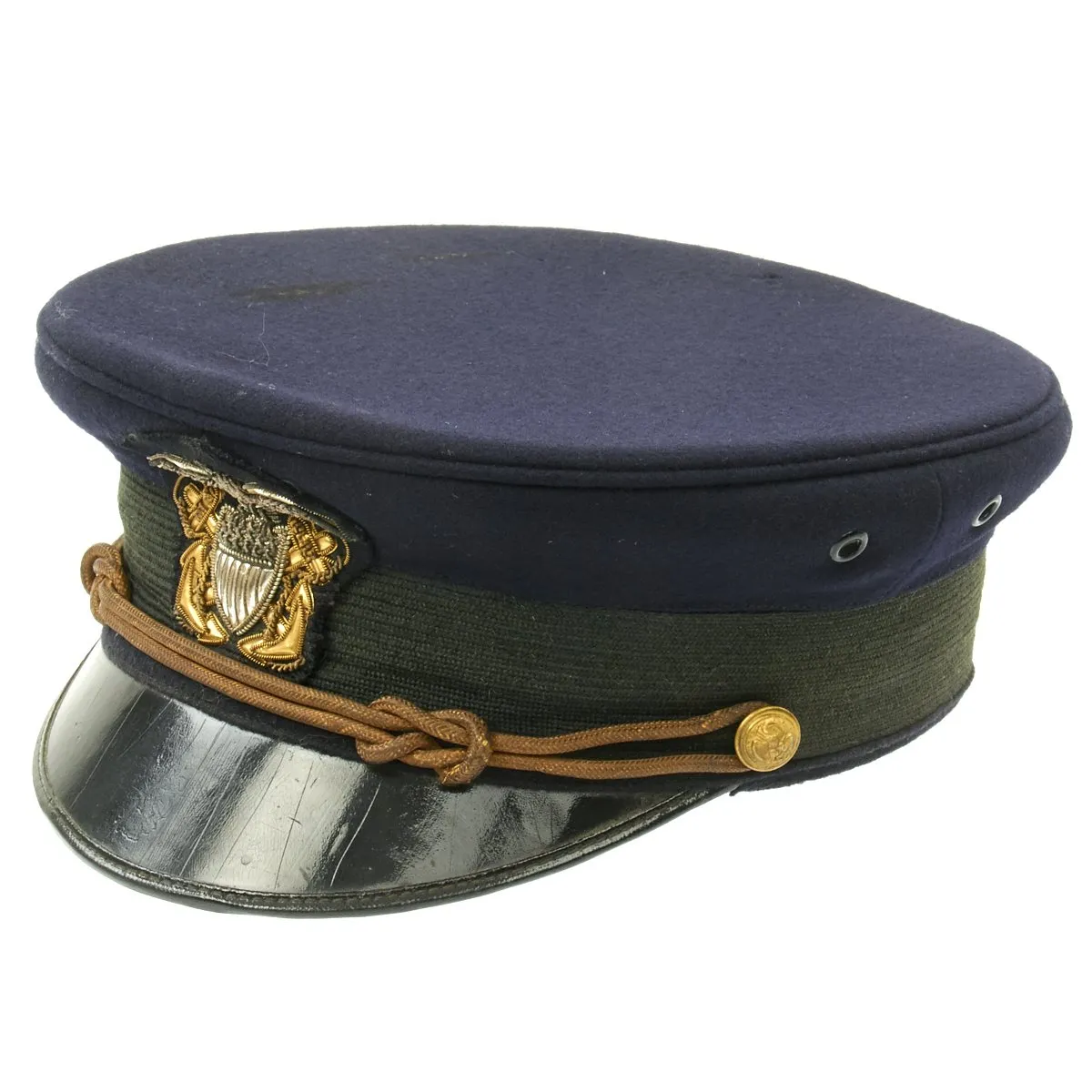 Original U.S. WWI Navy Junior Officer Blue Peaked Visor Cap by Fred M. Batchelder Co. - Size 7 1/8