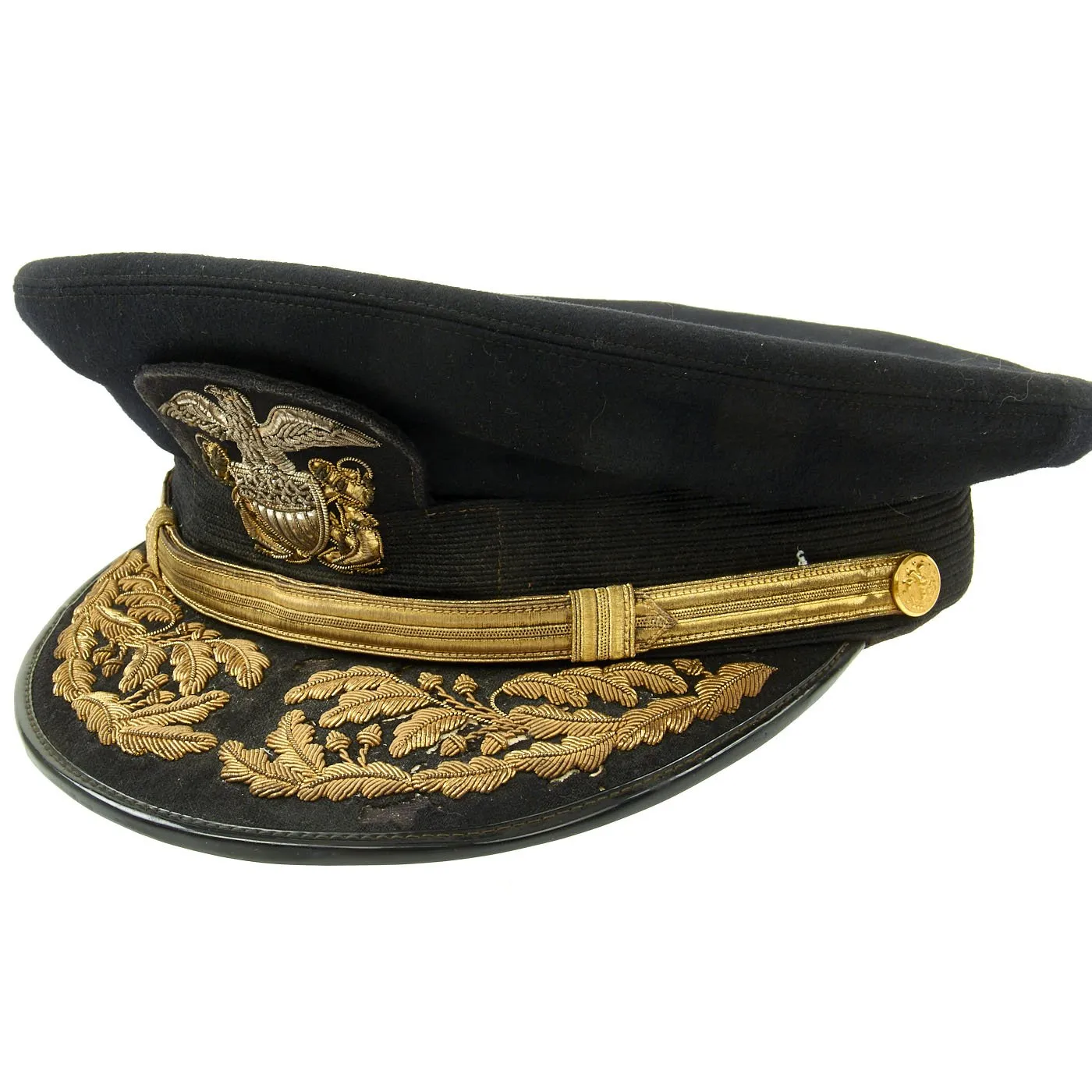 Original U.S. WWII Navy Admiral Peaked Visor Cap by Art Caps New York - Size 7 1/8