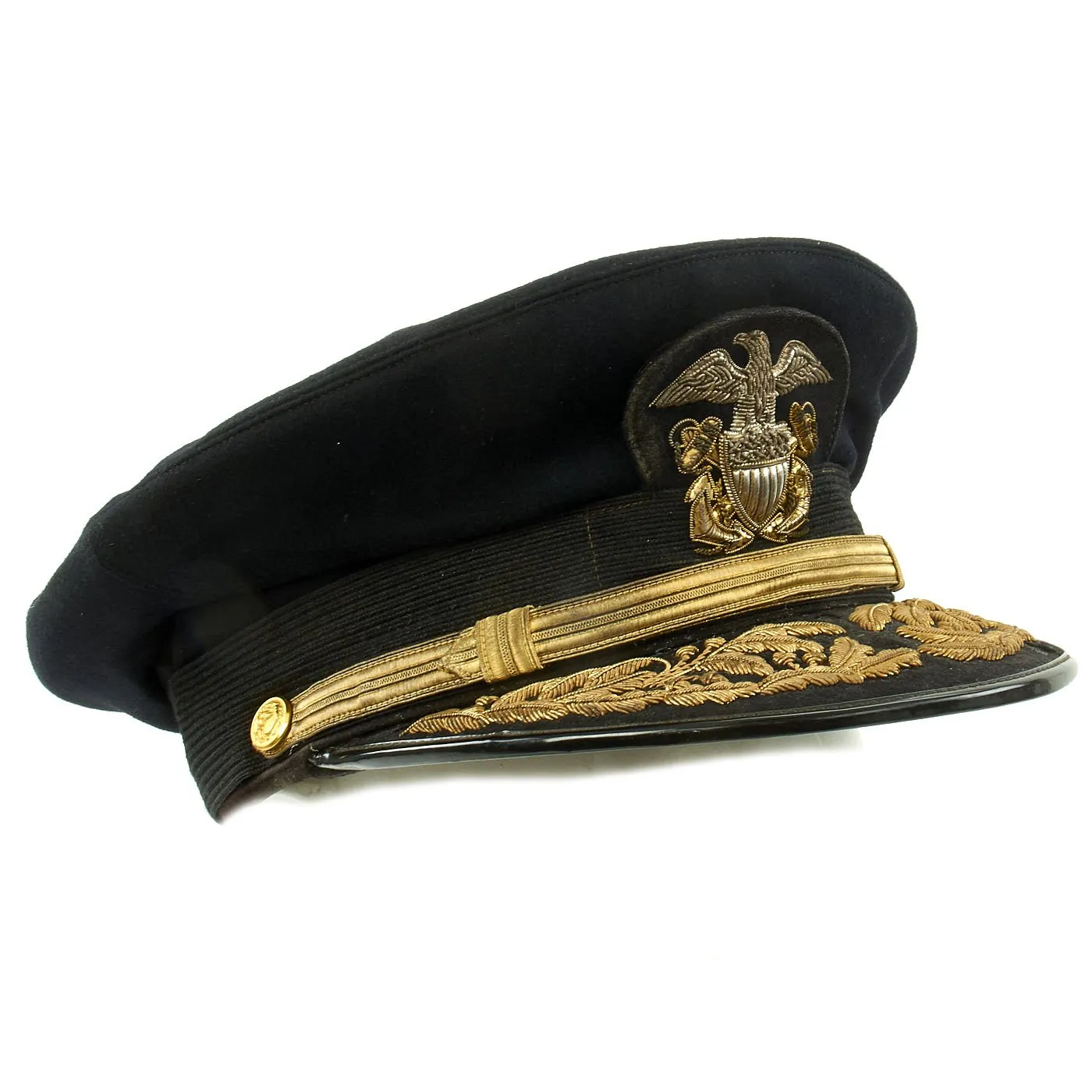 Original U.S. WWII Navy Admiral Peaked Visor Cap by Art Caps New York - Size 7 1/8