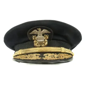 Original U.S. WWII Navy Admiral Peaked Visor Cap by Art Caps New York - Size 7 1/8