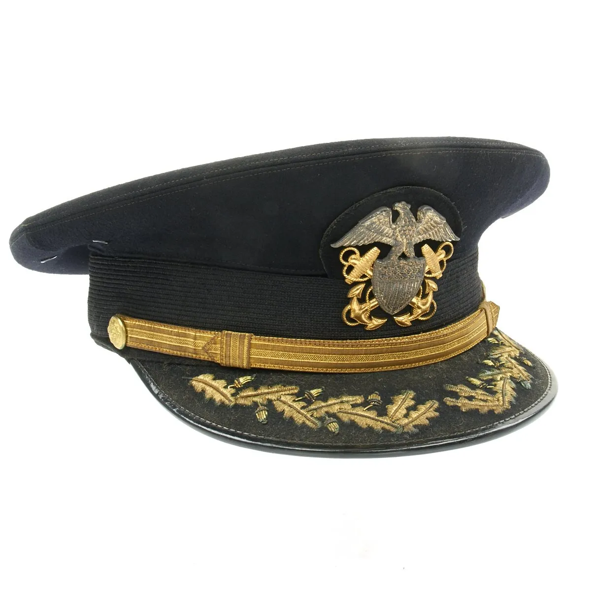 Original U.S. WWII Navy Commander Allen S. Johnson Blue Peaked Visor Cap by Rogers Peett