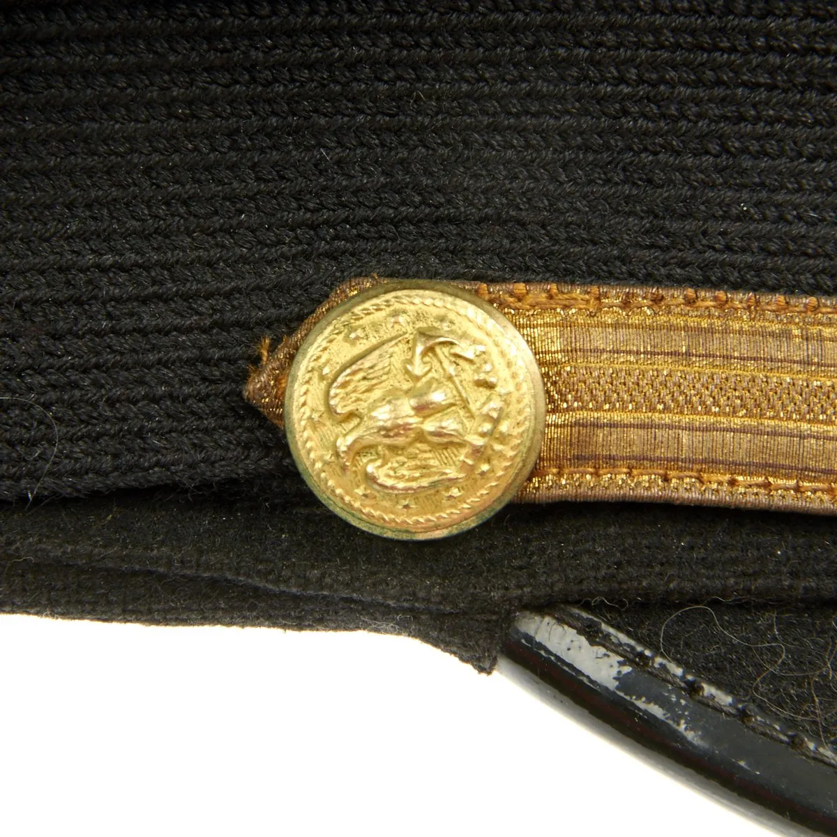Original U.S. WWII Navy Commander Allen S. Johnson Blue Peaked Visor Cap by Rogers Peett