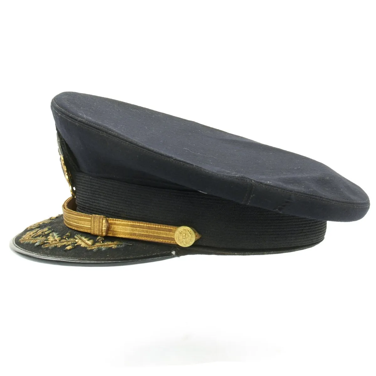 Original U.S. WWII Navy Commander Allen S. Johnson Blue Peaked Visor Cap by Rogers Peett