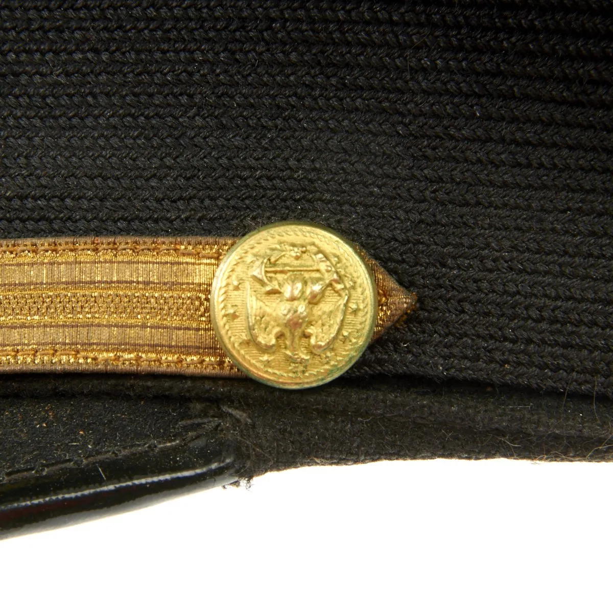 Original U.S. WWII Navy Commander Allen S. Johnson Blue Peaked Visor Cap by Rogers Peett
