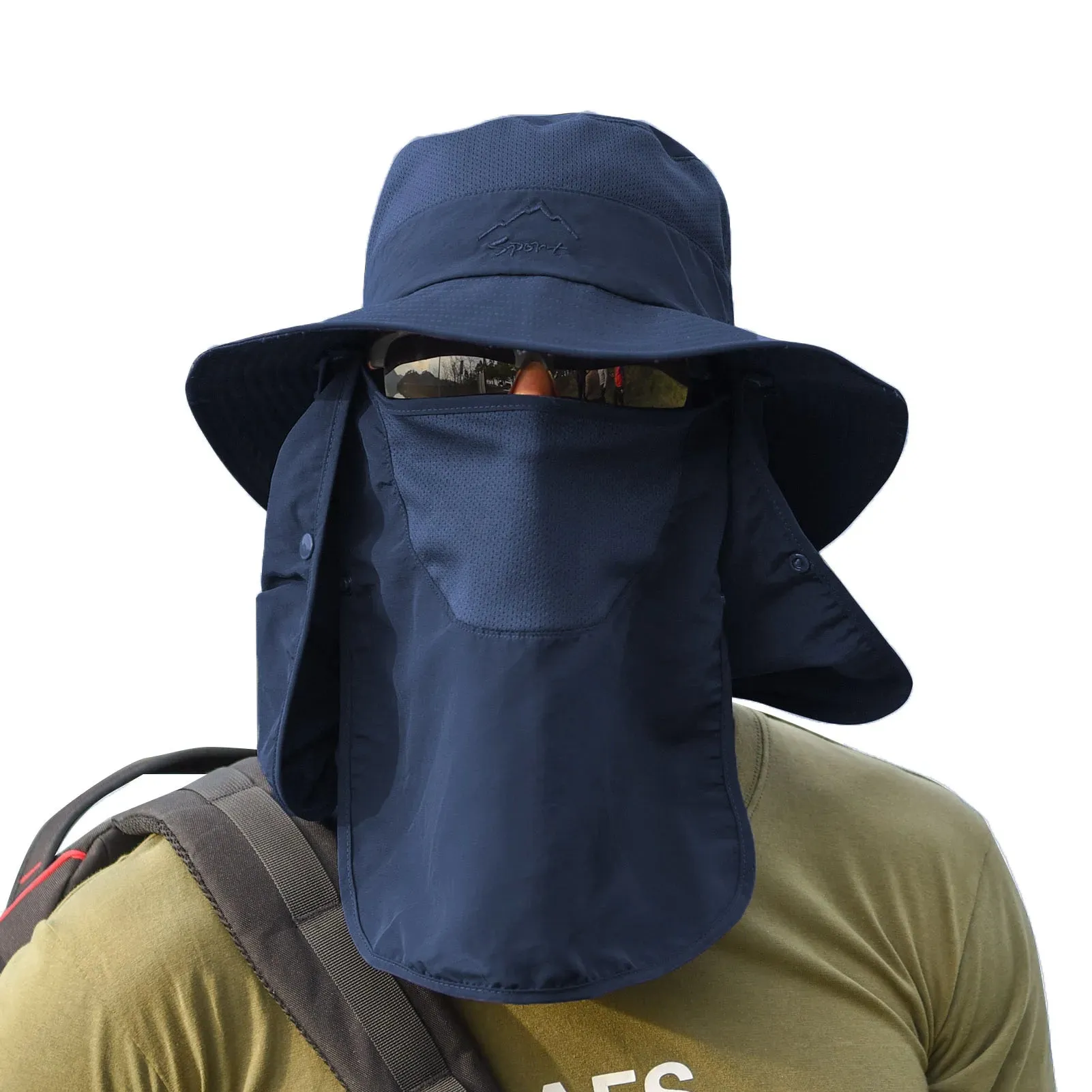Outdoor Sun Hat UV Protection Wide Brim Neck Flap Face Cover Multifunctional Cap for Hiking Fishing Beach