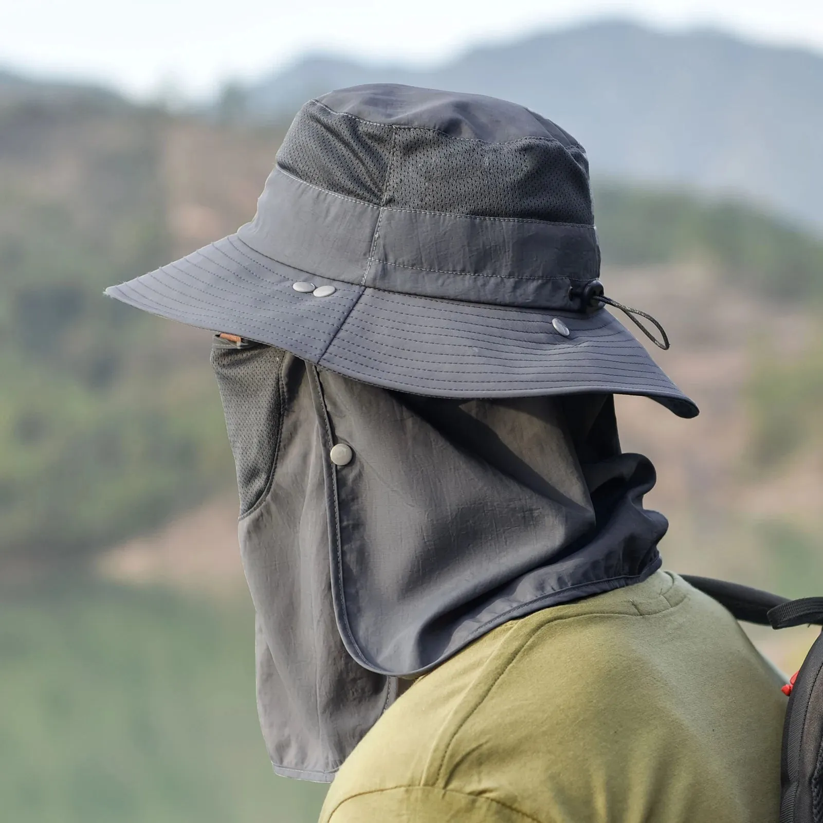 Outdoor Sun Hat UV Protection Wide Brim Neck Flap Face Cover Multifunctional Cap for Hiking Fishing Beach