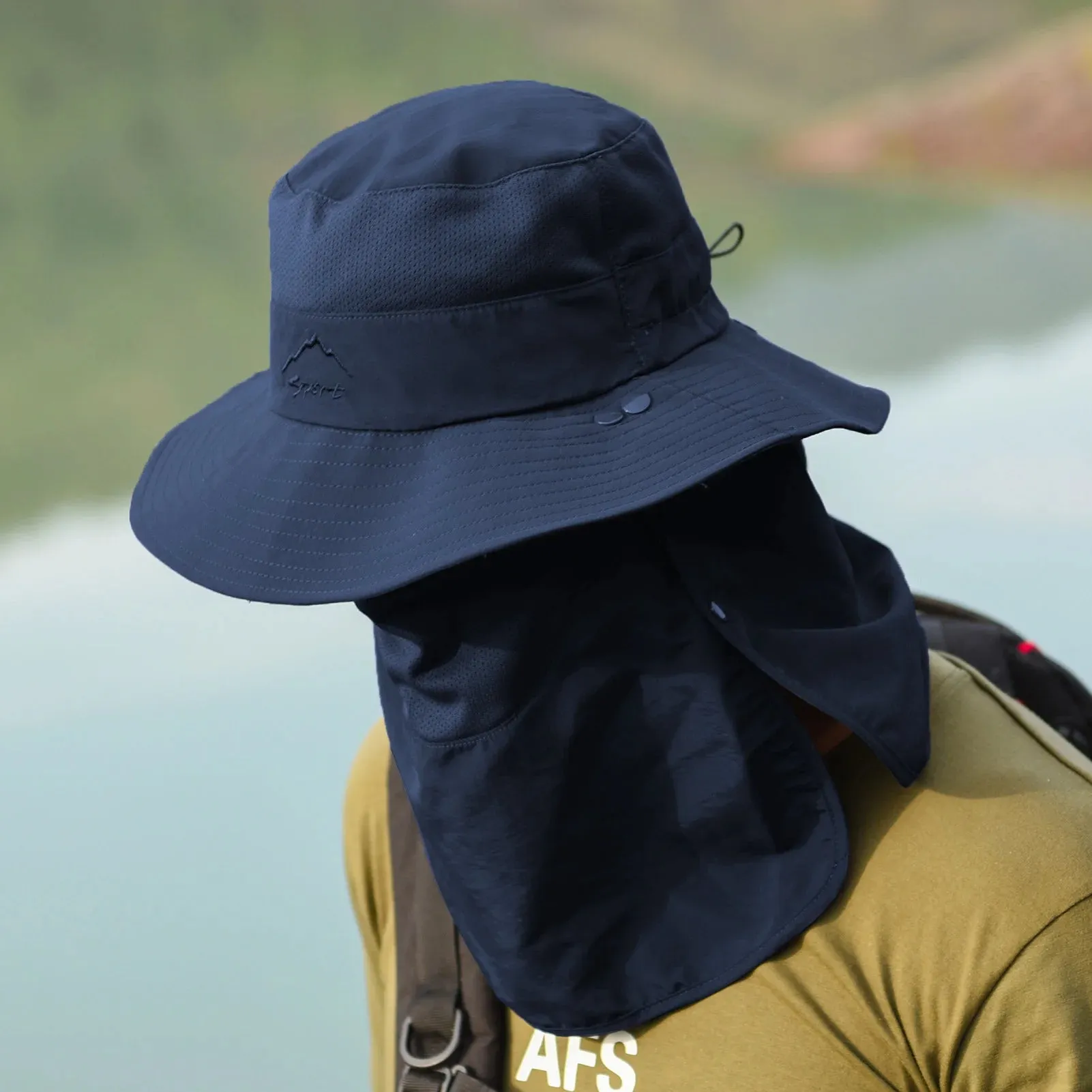 Outdoor Sun Hat UV Protection Wide Brim Neck Flap Face Cover Multifunctional Cap for Hiking Fishing Beach