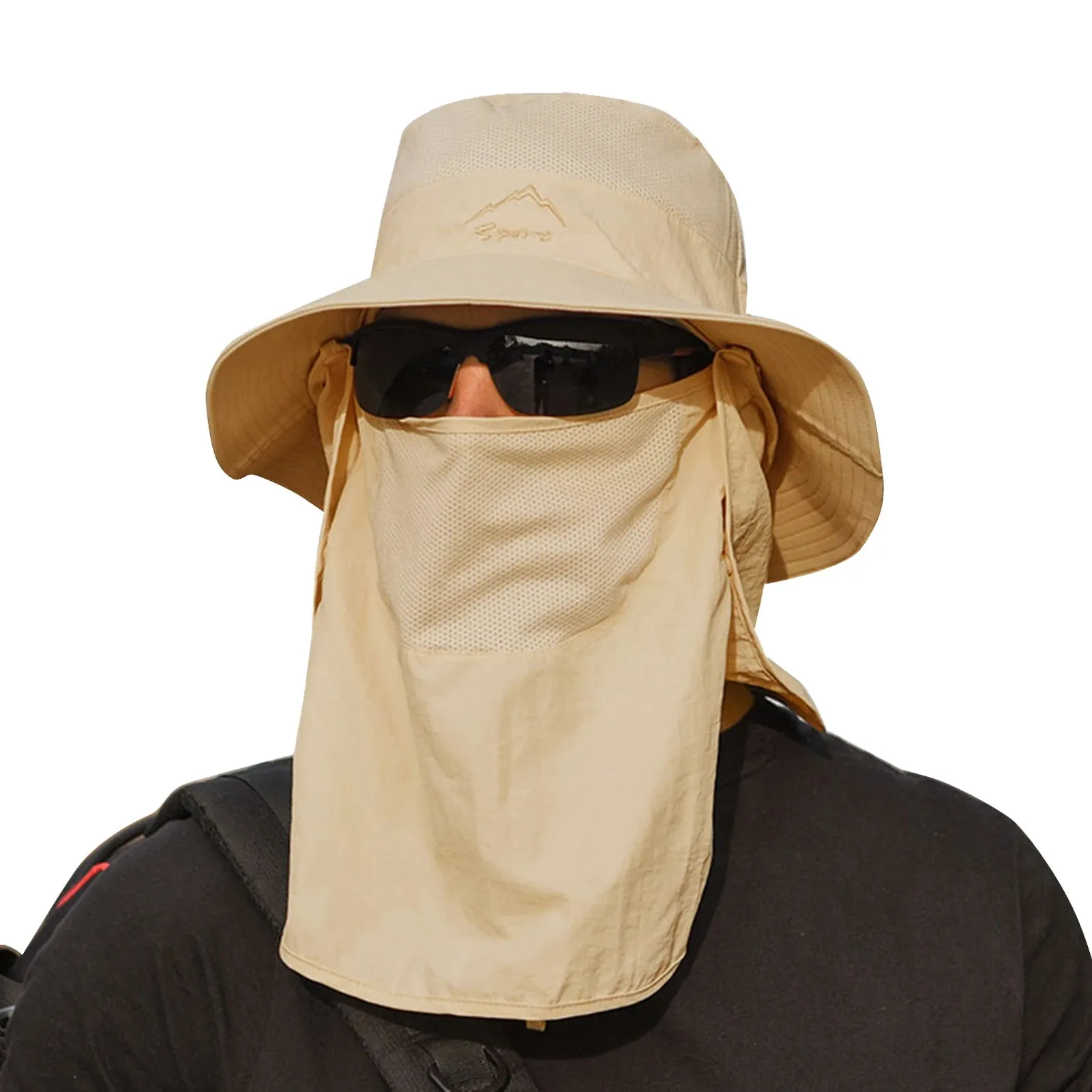 Outdoor Sun Hat UV Protection Wide Brim Neck Flap Face Cover Multifunctional Cap for Hiking Fishing Beach