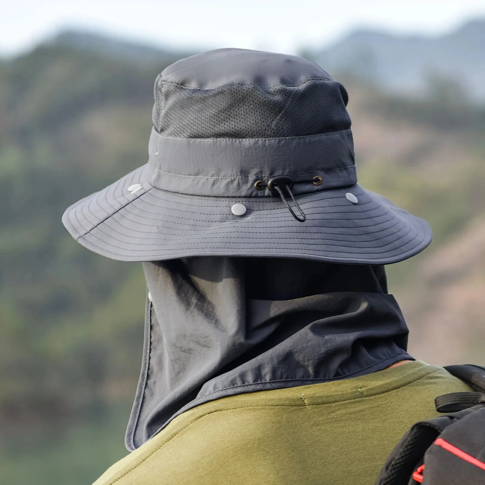 Outdoor Sun Hat UV Protection Wide Brim Neck Flap Face Cover Multifunctional Cap for Hiking Fishing Beach