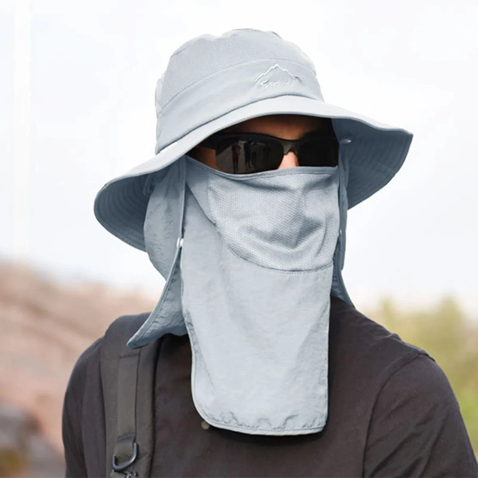 Outdoor Sun Hat UV Protection Wide Brim Neck Flap Face Cover Multifunctional Cap for Hiking Fishing Beach