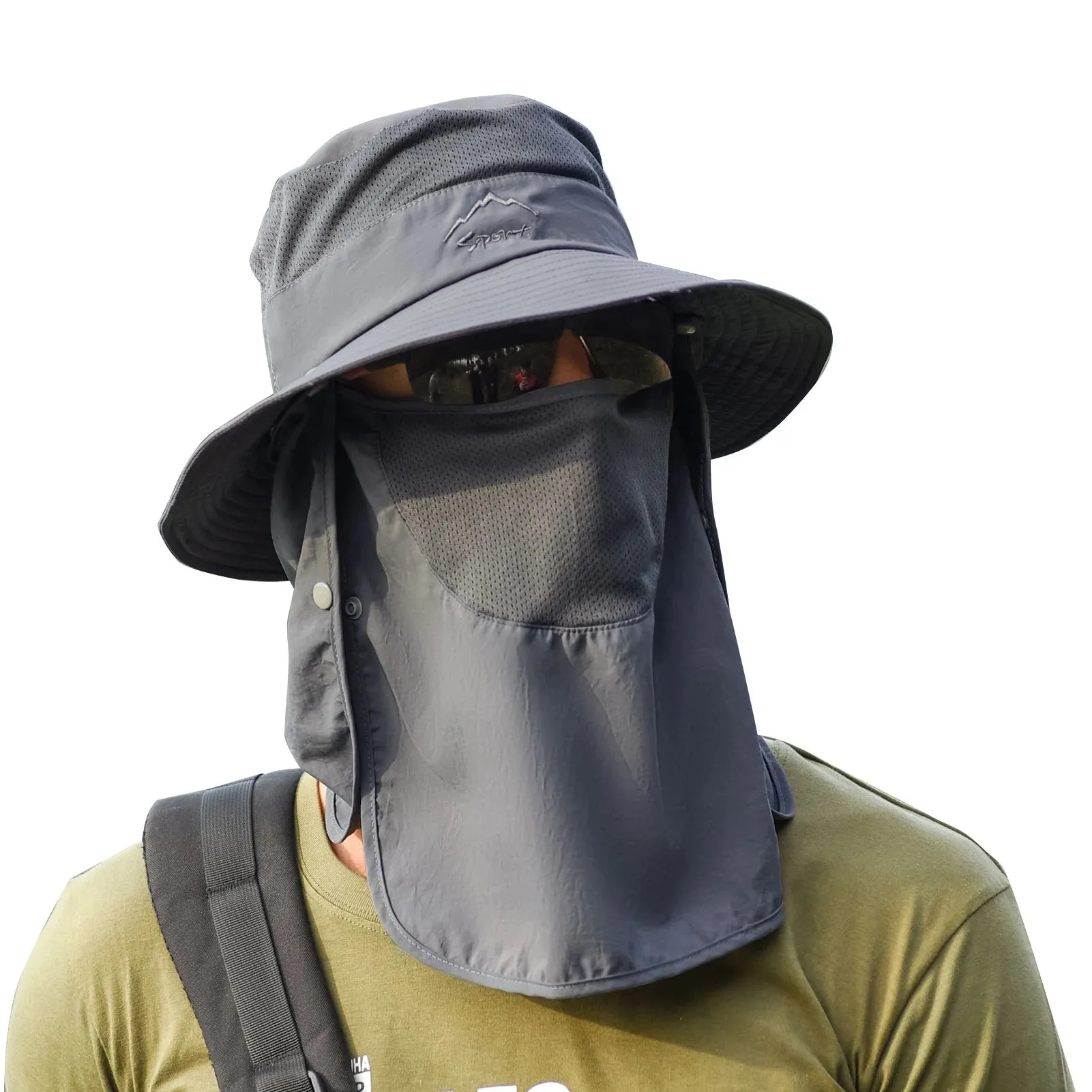 Outdoor Sun Hat UV Protection Wide Brim Neck Flap Face Cover Multifunctional Cap for Hiking Fishing Beach
