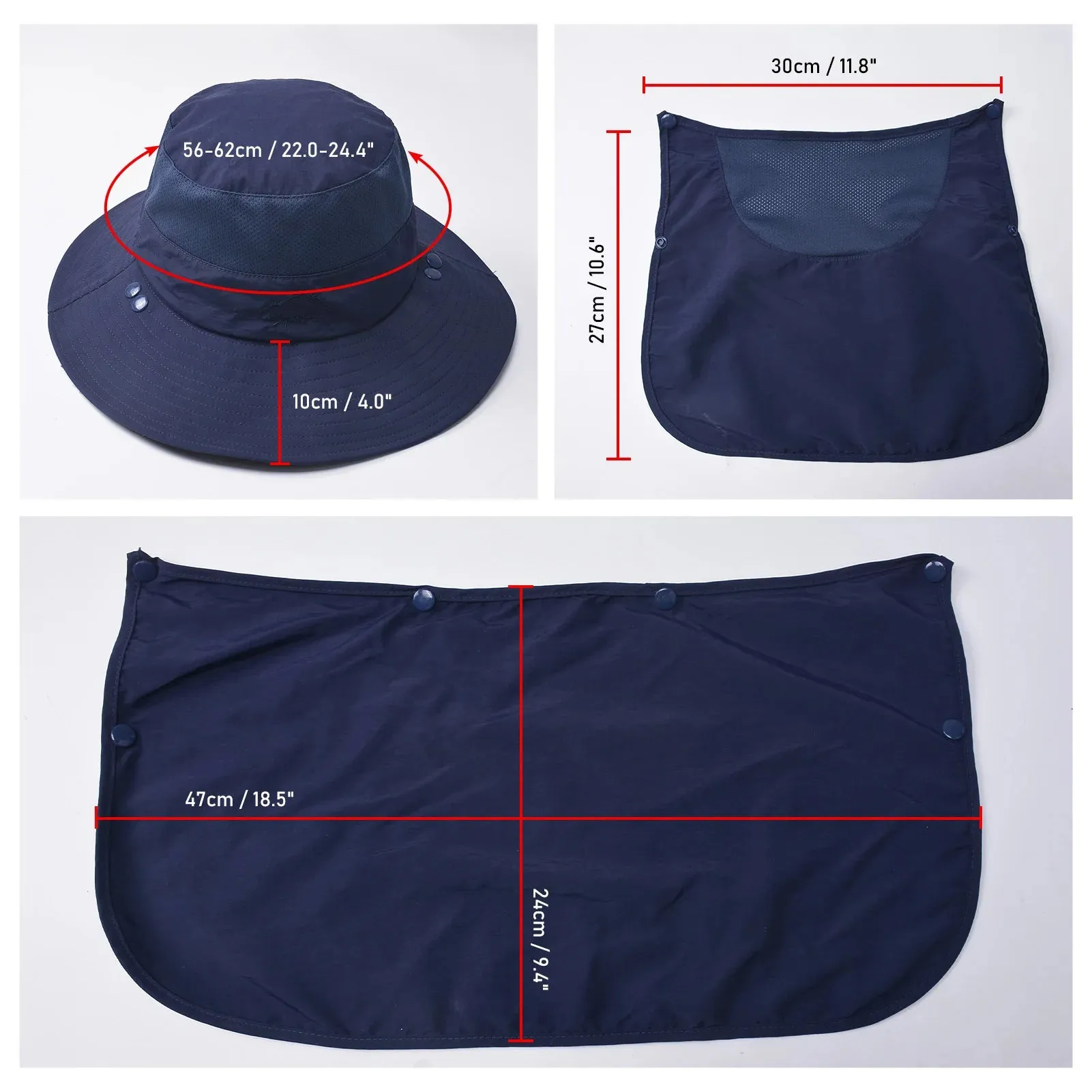 Outdoor Sun Hat UV Protection Wide Brim Neck Flap Face Cover Multifunctional Cap for Hiking Fishing Beach