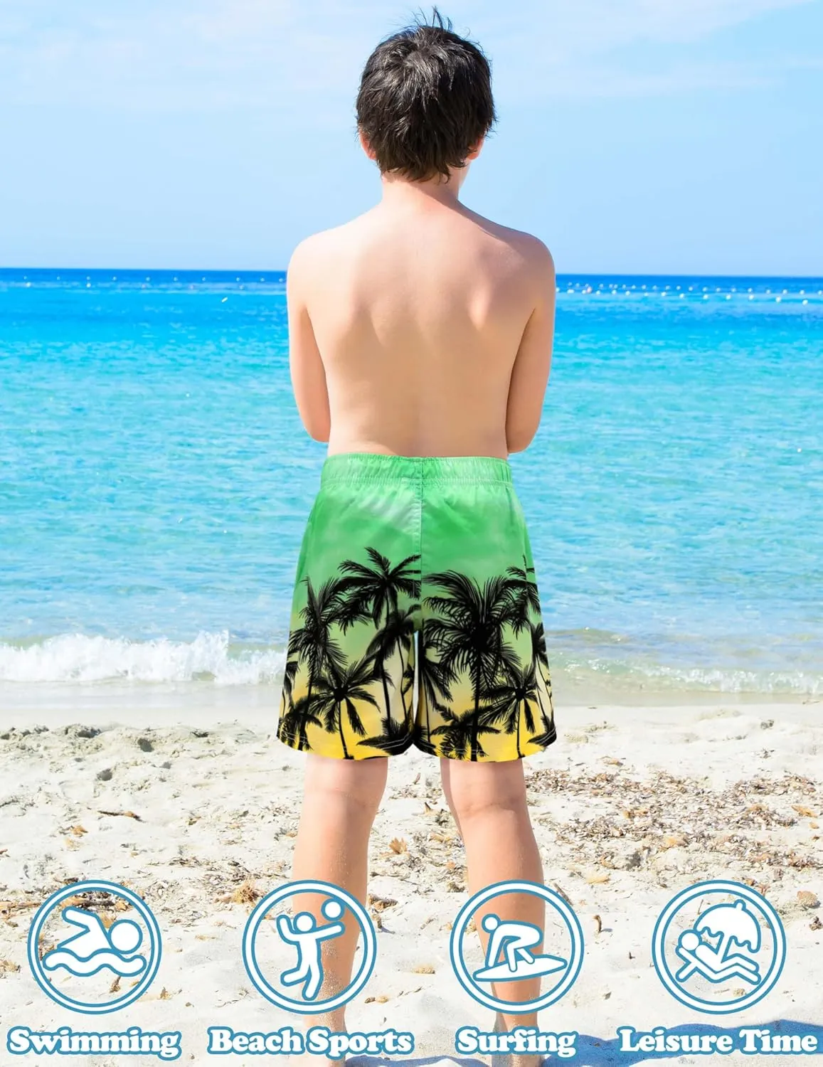 Sarfel Boys Swim Trunks with Compression Liner Kids Swimsuits Boys Bathing Suit Kids Board Shorts Teen Boy Quick Dry Shorts