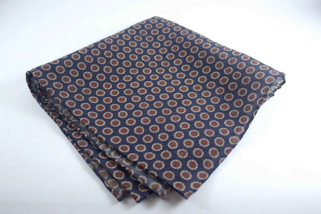 Scarf: Navy Slanted Medallions