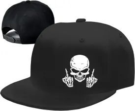 Snapback Hats for Men Flat Bill Hats for Men Black SkullHat Flat Brim Hat Fitted Hats Baseball Caps