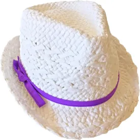SUPERMAXX Fedora Trilby Crusher Hat with Band and Bow for Kid Girl