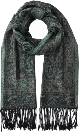 Umjetnost Womens Soft Silky Pashmina Rave Scarf Paisley Pattern Pashmina Shawl Wrap with Fringes