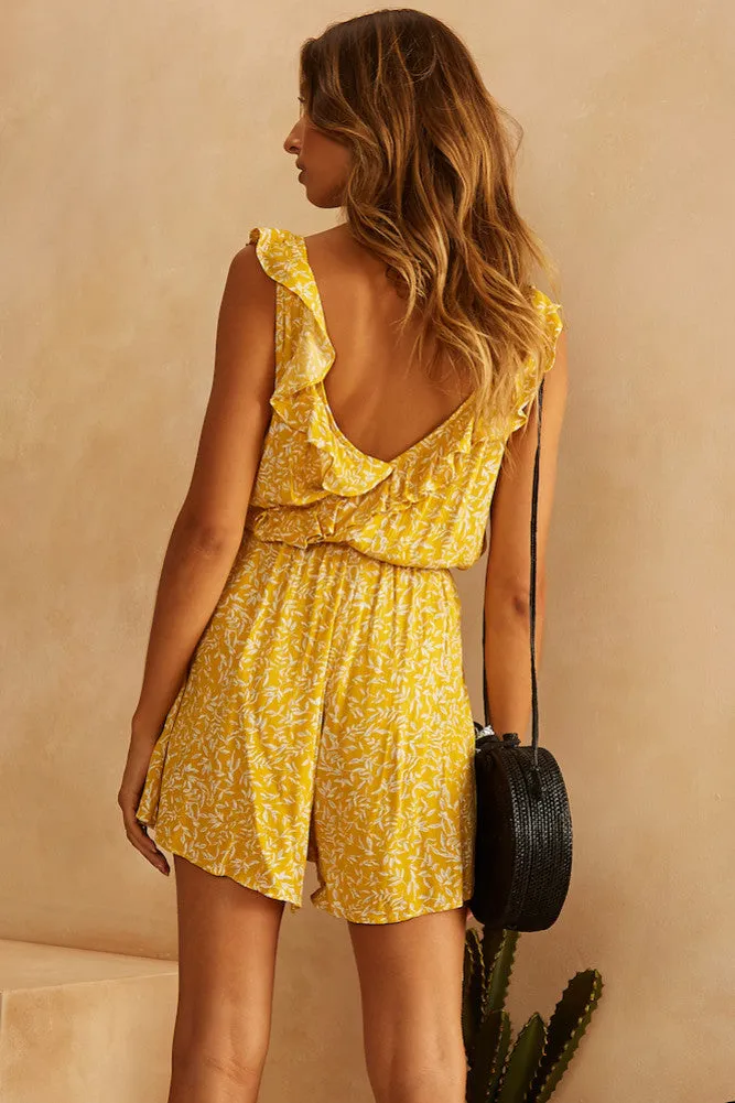 Up In The Clouds Romper Yellow