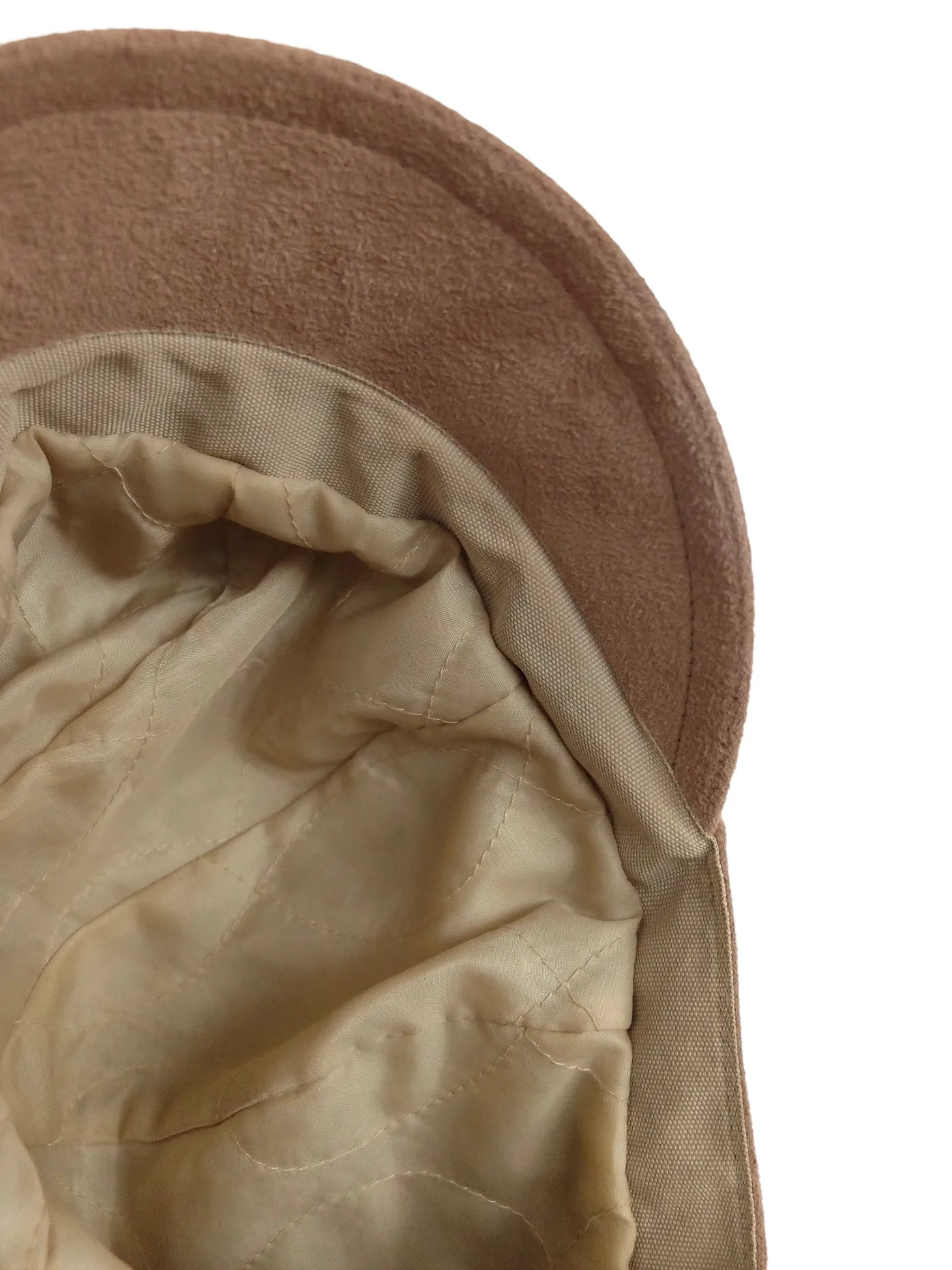 Vintage 2000s Y2K Preppy Bohemian Chic Beige Brown Velour Messenger Newsboy Baker Boy Cap Hat