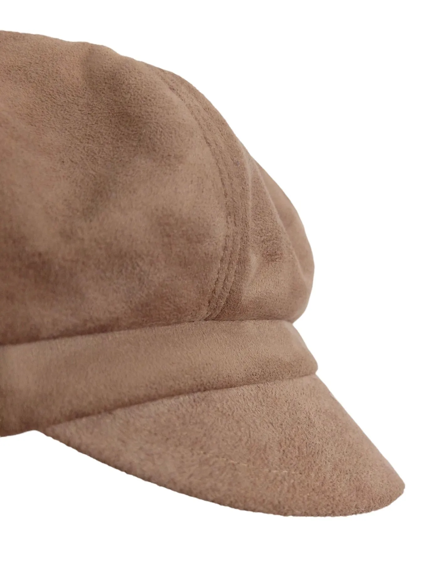 Vintage 2000s Y2K Preppy Bohemian Chic Beige Brown Velour Messenger Newsboy Baker Boy Cap Hat