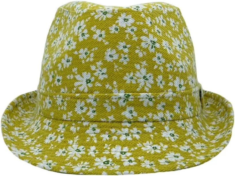 WITHMOONS Flower Pattern Fedora Hat Short Brim Sun Hat Classic Trilby LD61516