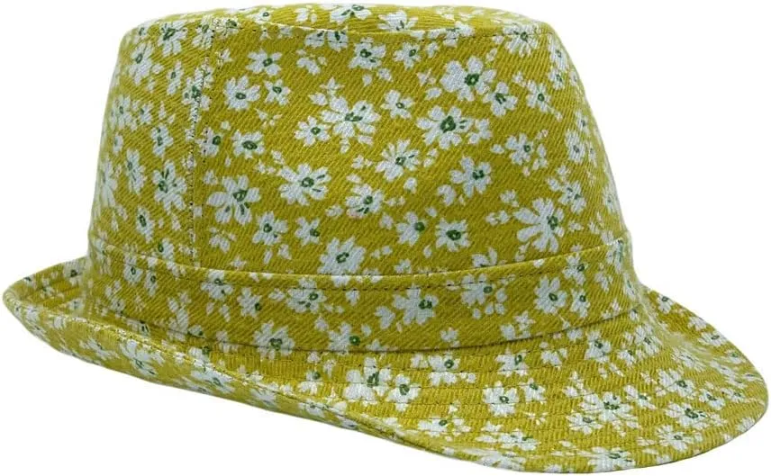 WITHMOONS Flower Pattern Fedora Hat Short Brim Sun Hat Classic Trilby LD61516