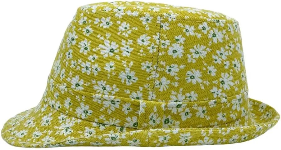 WITHMOONS Flower Pattern Fedora Hat Short Brim Sun Hat Classic Trilby LD61516