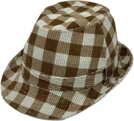 WITHMOONS Gingham Check Fedora Hat - Manhattan Trilby Corduroy Banded for Men Women LD61570