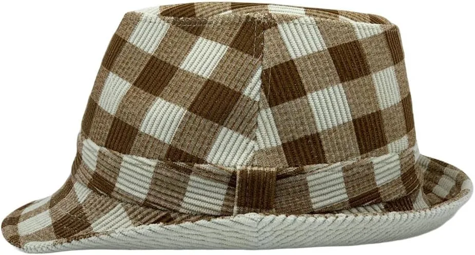 WITHMOONS Gingham Check Fedora Hat - Manhattan Trilby Corduroy Banded for Men Women LD61570