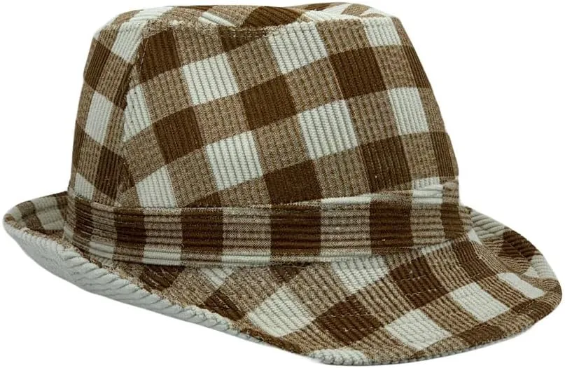 WITHMOONS Gingham Check Fedora Hat - Manhattan Trilby Corduroy Banded for Men Women LD61570