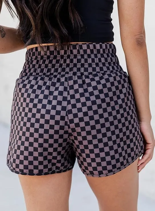 Women's Checkered Shorts Elastic Waist Gingham Pajama Lounge Sleep Y2K Plaid Pj Shorts 2025 Summer Beach Bottoms