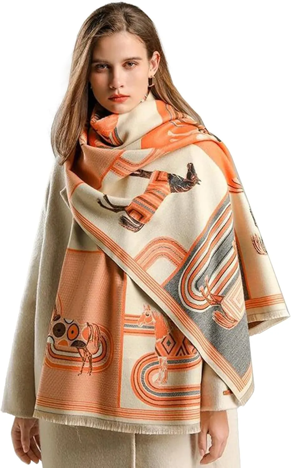 Women's Reversible Pashmina Shawl Wrap for Women Big Scarf Holiday Gifts With Gift Box